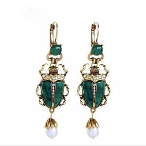 Green Beetle Earrings